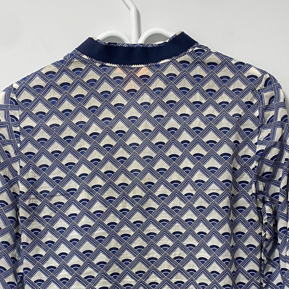 Tory Burch Navy and White Printed Tunic Top - Picture 5 of 8